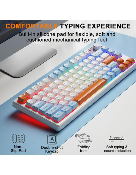 Teclado y Ratón Inalámbricos BlueFinger V75 RGB 75% Recargable Teclado y Ratón Inalámbricos BlueFinger V75 RGB 75% Recargable