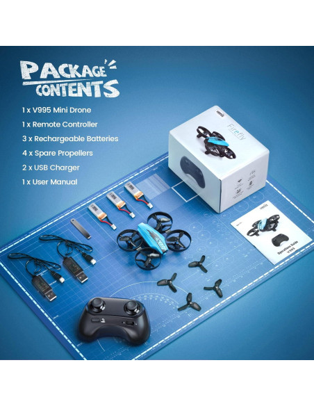 Dron Mini V995 Veeniix para Niños - Cuadricóptero RC 3D Dron Mini V995 Veeniix para Niños - Cuadricóptero RC 3D