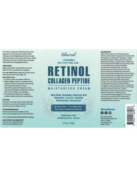 Crema Anti-Envejecimiento Ebanel con Retinol y Colágeno 99g Crema Anti-Envejecimiento Ebanel con Retinol y Colágeno 99g