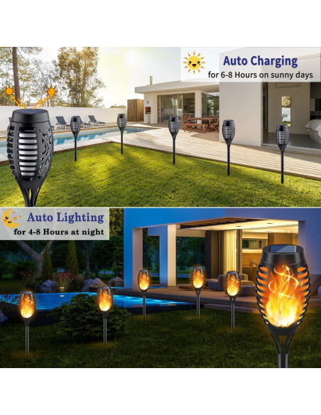 KYEKIO Luz Solar Antorcha 12 Piezas Llama Parpadeante Jardín KYEKIO Luz Solar Antorcha 12 Piezas Llama Parpadeante Jardín