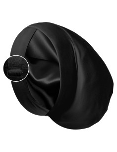 Gorro de Satén Ajustable para Cabello Frizz - Negro