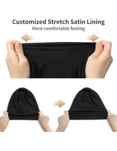 Gorro de Satén Ajustable para Cabello Frizz - Negro
