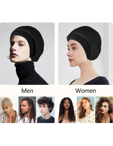 Gorro de Satén Ajustable para Cabello Frizz - Negro