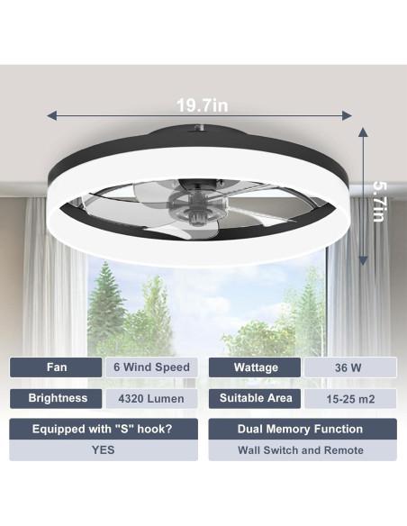 Ventilador de Techo VOLISUN 52" con Luz LED y Control Remoto Ventilador de Techo VOLISUN 52" con Luz LED y Control Remoto