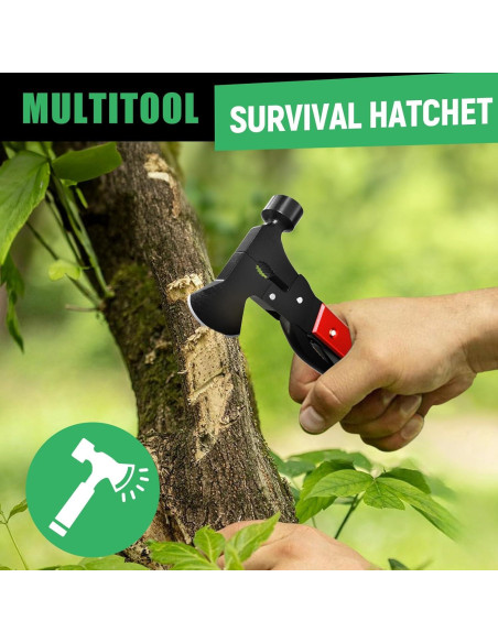 Hacha Multitool 15 en 1 DETDLIB Roja para Camping Hacha Multitool 15 en 1 DETDLIB Roja para Camping