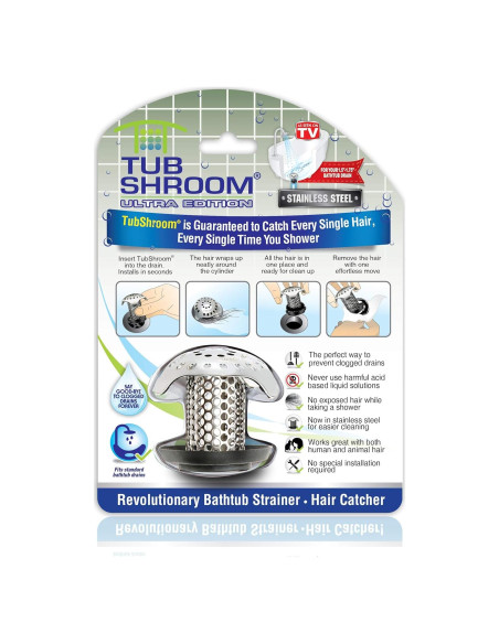 TubShroom Ultra Colador Drenaje Baño Acero Inoxidable Plata TubShroom Ultra Colador Drenaje Baño Acero Inoxidable Plata