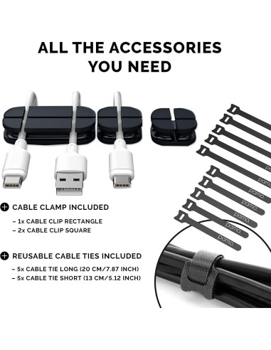 Organizador de Cables Pamo - Juego de 2 Bajo Escritorio
