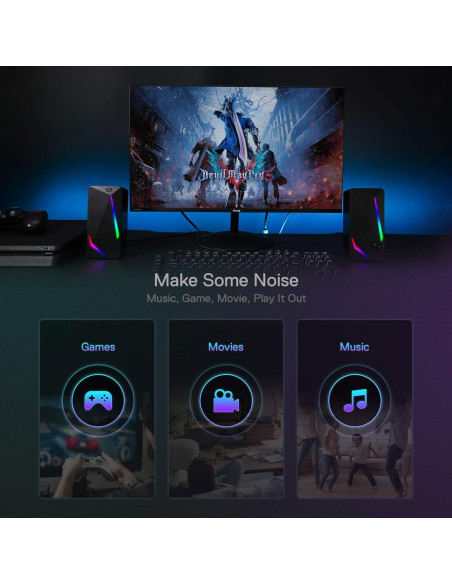 Altavoces Redragon GS510 2.0 RGB USB para PC y Laptop Altavoces Redragon GS510 2.0 RGB USB para PC y Laptop