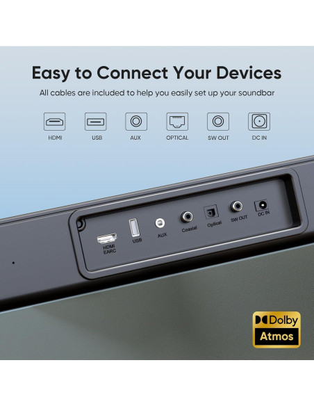 Barra de Sonido 2.1 Geoyeao HD029 con Dolby Atmos 200W Barra de Sonido 2.1 Geoyeao HD029 con Dolby Atmos 200W