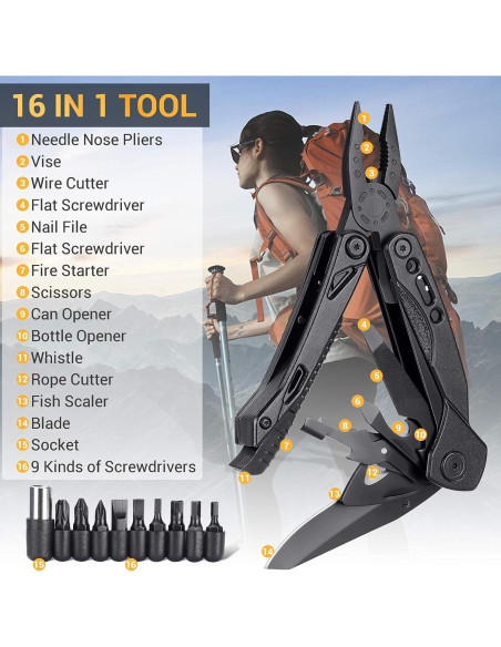 Cuchillo Multitool CRANACH 16 en 1 para Camping y Senderismo Cuchillo Multitool CRANACH 16 en 1 para Camping y Senderismo
