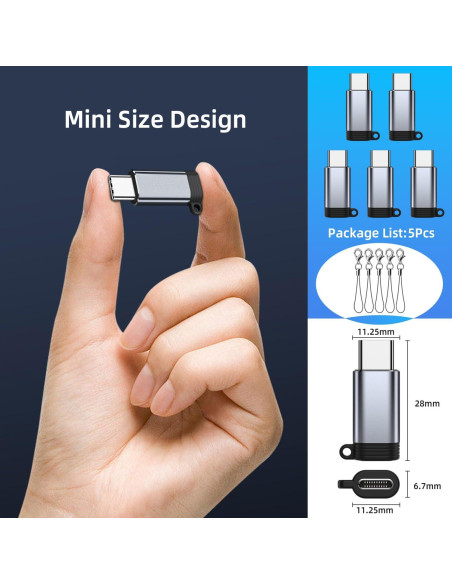 Paquete de 5 Adaptadores USB C a Lightning UWOXX - Carga Rápida Paquete de 5 Adaptadores USB C a Lightning UWOXX - Carga Rápida