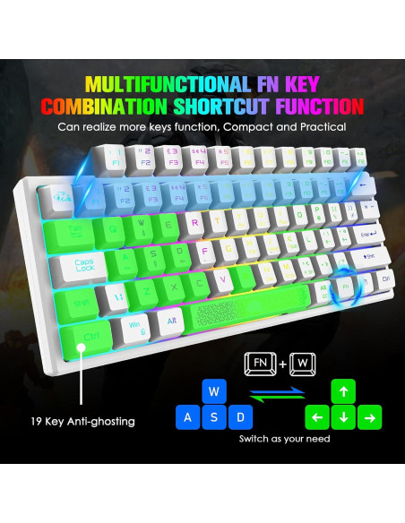 Teclado Gaming ZIYOU LANG K61 60% RGB Ergonómico Blanco Teclado Gaming ZIYOU LANG K61 60% RGB Ergonómico Blanco