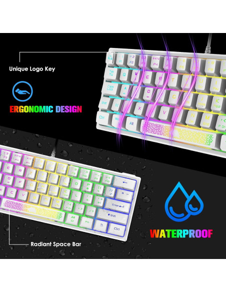 Teclado Gaming ZIYOU LANG K61 60% RGB Ergonómico Blanco Teclado Gaming ZIYOU LANG K61 60% RGB Ergonómico Blanco