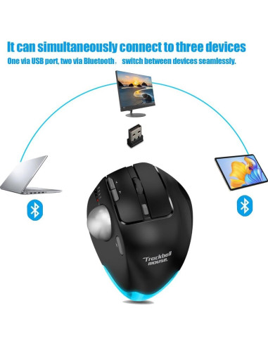 Mouse Trackball Inalámbrico Zelotes F33 4800 DPI Ergonómico