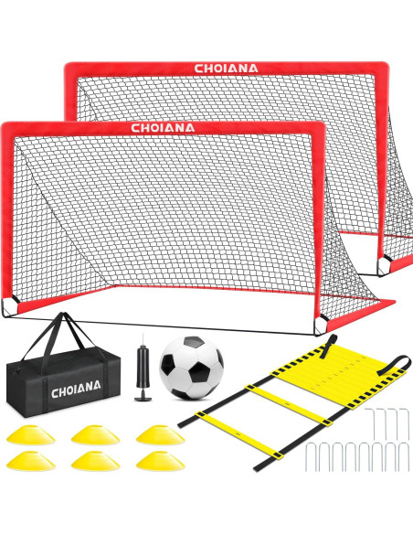 Set de 2 Porterías de Fútbol Portátil Choiana 1.83x1.22m Set de 2 Porterías de Fútbol Portátil Choiana 1.83x1.22m