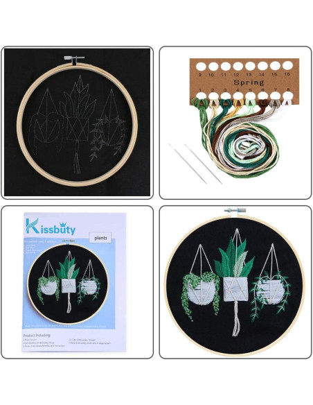 Kit de Bordado Completo KISSBUTY con Patrón de Plantas 20cm Kit de Bordado Completo KISSBUTY con Patrón de Plantas 20cm