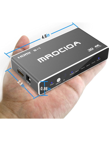 Conmutador HDMI 5 en 1 CY D514 4K 60Hz con Control Remoto Conmutador HDMI 5 en 1 CY D514 4K 60Hz con Control Remoto