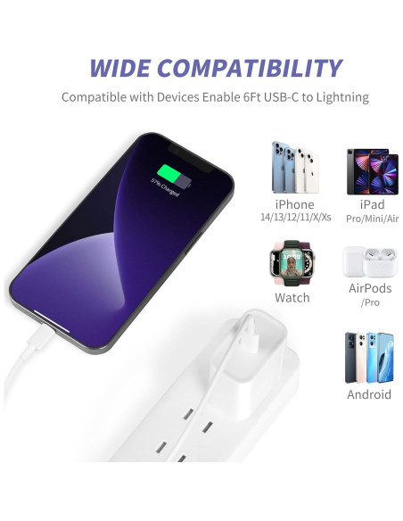 Cargador Rápido 20W MAILESI + Cable USB-C a Lightning 6FT Cargador Rápido 20W MAILESI + Cable USB-C a Lightning 6FT