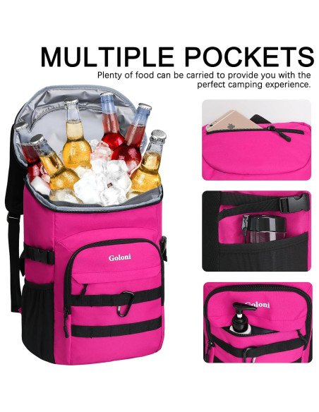 Mochila Enfriadora Aislada Goloni Rosa 8.51L para Camping Mochila Enfriadora Aislada Goloni Rosa 8.51L para Camping