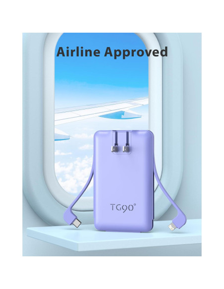 Cargador Portátil Morado 5000mAh con Enchufe AC Plegable Cargador Portátil Morado 5000mAh con Enchufe AC Plegable