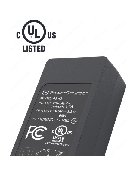 Adaptador de CA PowerSource 19.5V 65W Punta Azul 14Ft Adaptador de CA PowerSource 19.5V 65W Punta Azul 14Ft