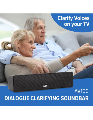 ZVOX Barra de Sonido AV100 Compacta con Aumento de Voz