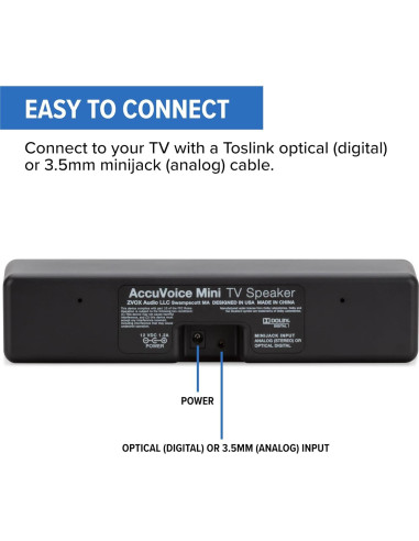 ZVOX Barra de Sonido AV100 Compacta con Aumento de Voz