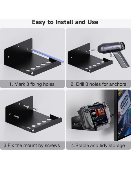 Soporte de Pared KUNSLUCK para Dock Steam Deck - Ahorra Espacio Soporte de Pared KUNSLUCK para Dock Steam Deck - Ahorra Espacio