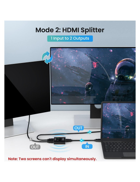 Interruptor HDMI 2.0 VWRHar 4K 60Hz Bidireccional 2x1 Interruptor HDMI 2.0 VWRHar 4K 60Hz Bidireccional 2x1