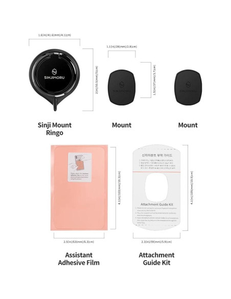 Soporte de Anillo para Teléfono Sinjimoru Ringo Negro Soporte de Anillo para Teléfono Sinjimoru Ringo Negro