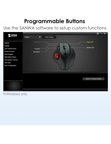 SANWA Ratón Trackball Inalámbrico 2.4G Ergonómico 4 DPI SANWA Ratón Trackball Inalámbrico 2.4G Ergonómico 4 DPI