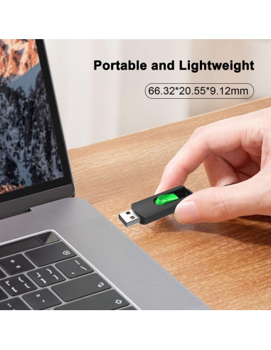 Unidad Flash USB 2.0 Aiibe 128GB Retráctil Verde
