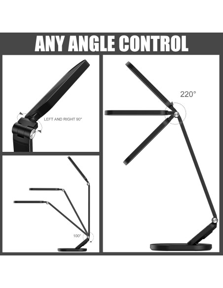 Lámpara de Escritorio LED JKSWT 10W Regulable USB Negra Lámpara de Escritorio LED JKSWT 10W Regulable USB Negra