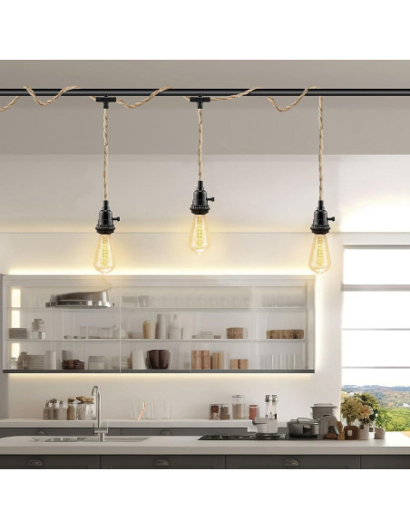 Lámpara Colgante Enchufable LYOOWNG 3 Luces 7.62M Yute Lámpara Colgante Enchufable LYOOWNG 3 Luces 7.62M Yute