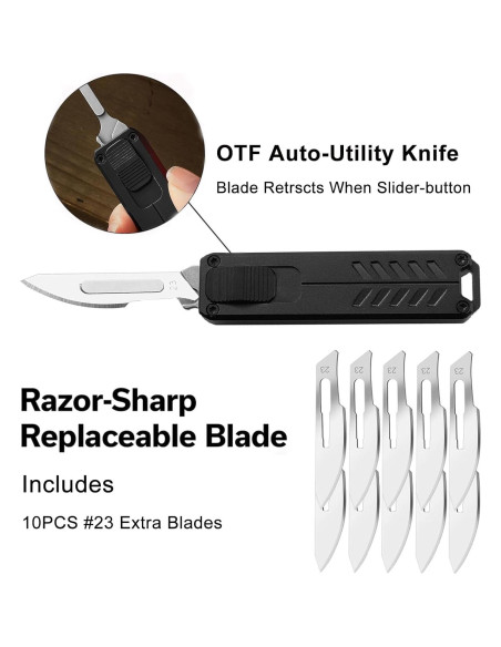 Cuchillo Utility Retráctil Caressolove Negro 11cm con 10 Cuchillas Cuchillo Utility Retráctil Caressolove Negro 11cm con 10 Cuchillas