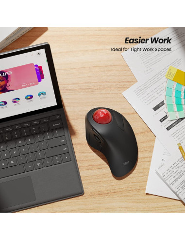 Ratón Trackball Ergonómico Inalámbrico Nulea M505, 44mm, 5 DPI