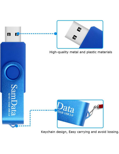 Paquete de 2 Memorias USB 32GB SamData con Luz LED