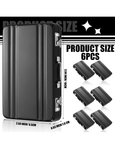 Maletín para Tarjetas de Negocios Yeaqee 6 Pcs Aluminio Negro