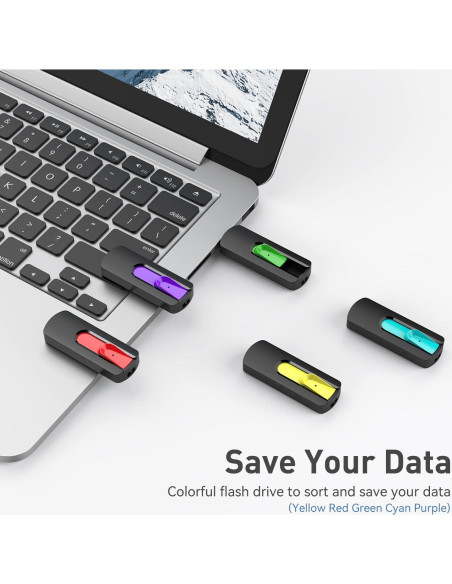 Paquete de 5 Unidades Flash USB 3.0 Aiibe 128GB Colores Mezclados Paquete de 5 Unidades Flash USB 3.0 Aiibe 128GB Colores Mezclados