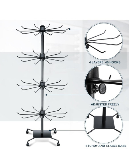 Soporte de Joyería BBTO 2 Pcs Rotatorio 95 cm Negro Soporte de Joyería BBTO 2 Pcs Rotatorio 95 cm Negro