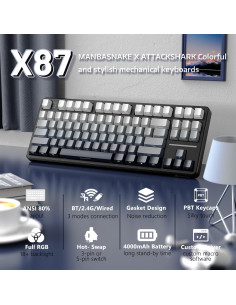 Teclado Mecánico Inalámbrico MANBASNAKE X87 RGB 87 Teclas 2