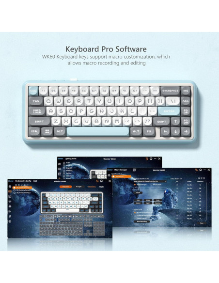 Teclado Womier WK60 Mecánico Inalámbrico RGB 60% Azul Teclado Womier WK60 Mecánico Inalámbrico RGB 60% Azul