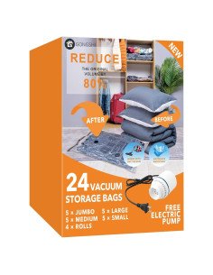 24 Bolsas de Almacenamiento al Vacío GONGSHI con Bomba