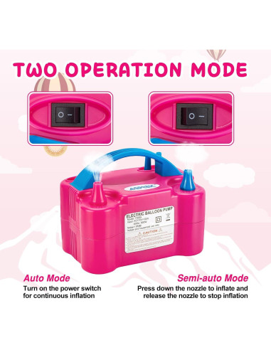 Bomba de Aire Eléctrica AGPTEK Rosa 600W Doble Boquilla
