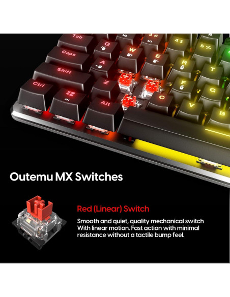Teclado Mecánico TKL Pulsar Gaming Gears PK001 RGB USB Rojo Teclado Mecánico TKL Pulsar Gaming Gears PK001 RGB USB Rojo