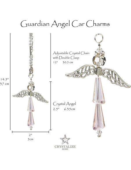 Encanto de Ángel Guardián de Cristal Esmeralda para Auto Encanto de Ángel Guardián de Cristal Esmeralda para Auto
