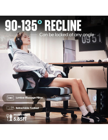 Silla de Juego Dowinx 6650F Ergonómica Aqua con Reposapiés