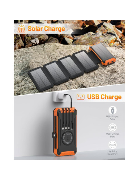 Banco de Energía Solar GOODaaa 36800mAh Cargador Inalámbrico Banco de Energía Solar GOODaaa 36800mAh Cargador Inalámbrico