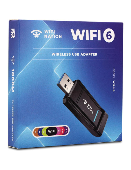 Adaptador WiFi 6 USB 3.0 WiFi Nation WN-H6 1800Mbps Adaptador WiFi 6 USB 3.0 WiFi Nation WN-H6 1800Mbps
