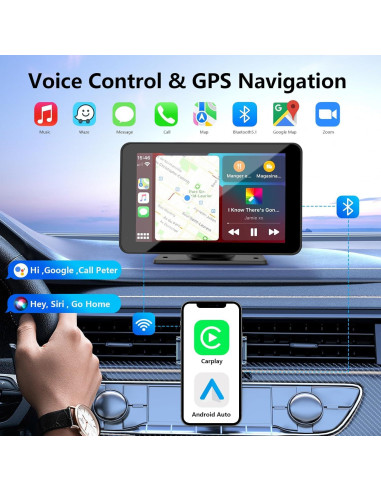 Pantalla táctil portátil 7" ZEMBUKlL Carplay Android Auto HD